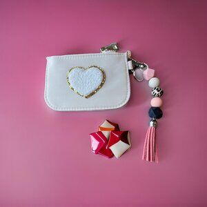 Coin Purse with keychain- White, Black, Pink, or Purple